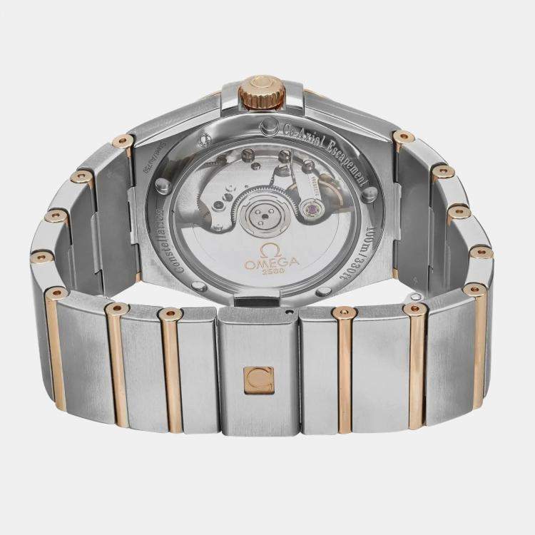 Pre Owned Omega White 18K Gold Stainless Steel Constellation 123.20.35.20.02.006 Automatic Women's Wristwatch 35mm