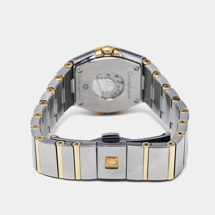 Pre Owned Omega Champagne 18K Yellow Gold Stainless Steel Constellation 123.20.24.60.08.001 Women's Wristwatch 24 mm