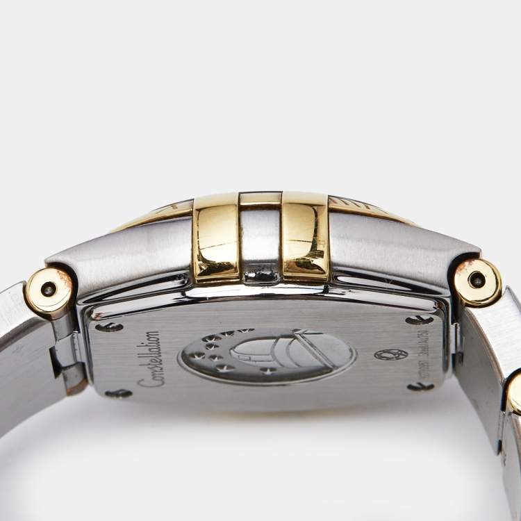 Pre Owned Omega Champagne 18K Yellow Gold Stainless Steel Constellation 123.20.24.60.08.001 Women's Wristwatch 24 mm
