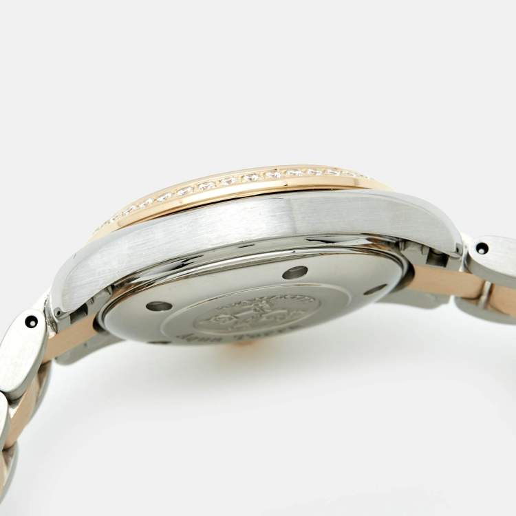 Pre Owned Omega Mother Of Pearl Diamond 18K Rose Gold Stainless Steel Seamaster Aqua Terra 2365.75.00 Women's Wristwatch 29.20 mm