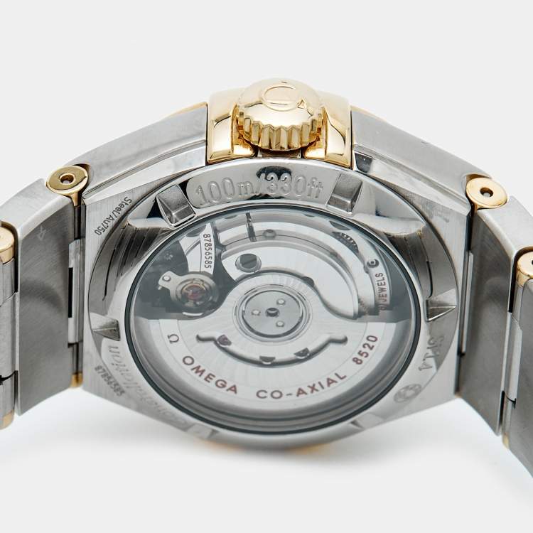 Pre Owned Omega Constellation 123.28.27.20.57.007 Tahiti Grey Mother Of Pearl Diamond Stainless Steel Women's Wristwatch 27 mm