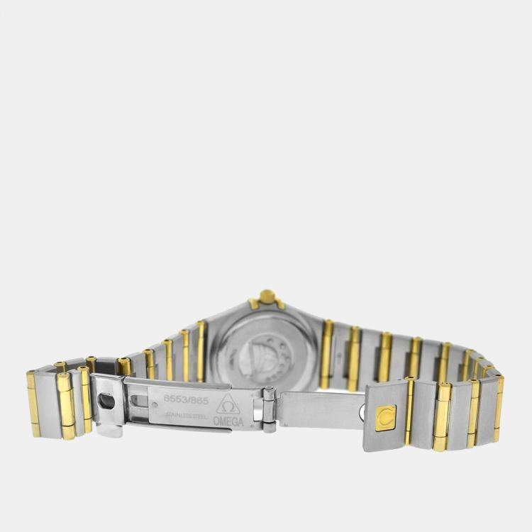 Pre Owned Omega Constellation 795.1203 Quartz MOP 18K Yellow Gold Stainless Steel Women's Wristwatch 22 mm