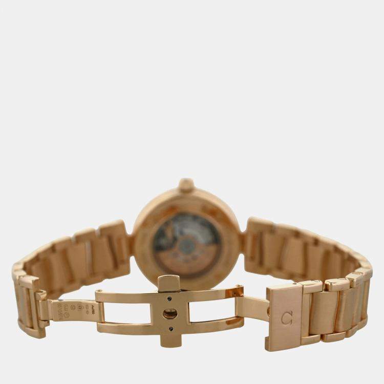 Pre Owned Omega De Ville Ladymatic 425.65.34.20.55.002 Automatic MOP 18K Rose Gold Women's Wristwatch 34 mm