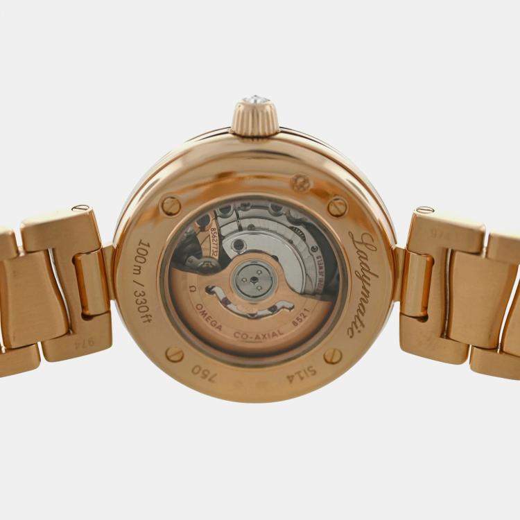 Pre Owned Omega De Ville Ladymatic 425.65.34.20.55.002 Automatic MOP 18K Rose Gold Women's Wristwatch 34 mm