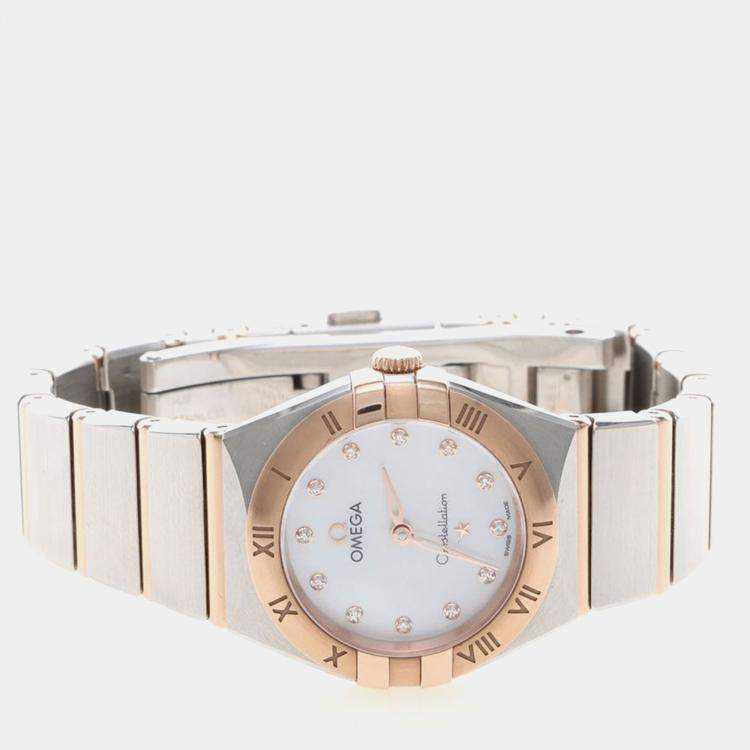 مملوكة مسبقًا Omega Constellation 131.20.25 Quartz Rose Gold Stainless Steel Womens Wristwatch 26 mm