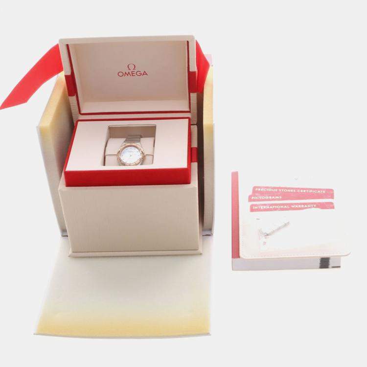 مملوكة مسبقًا Omega Constellation 131.20.25 Quartz Rose Gold Stainless Steel Womens Wristwatch 26 mm