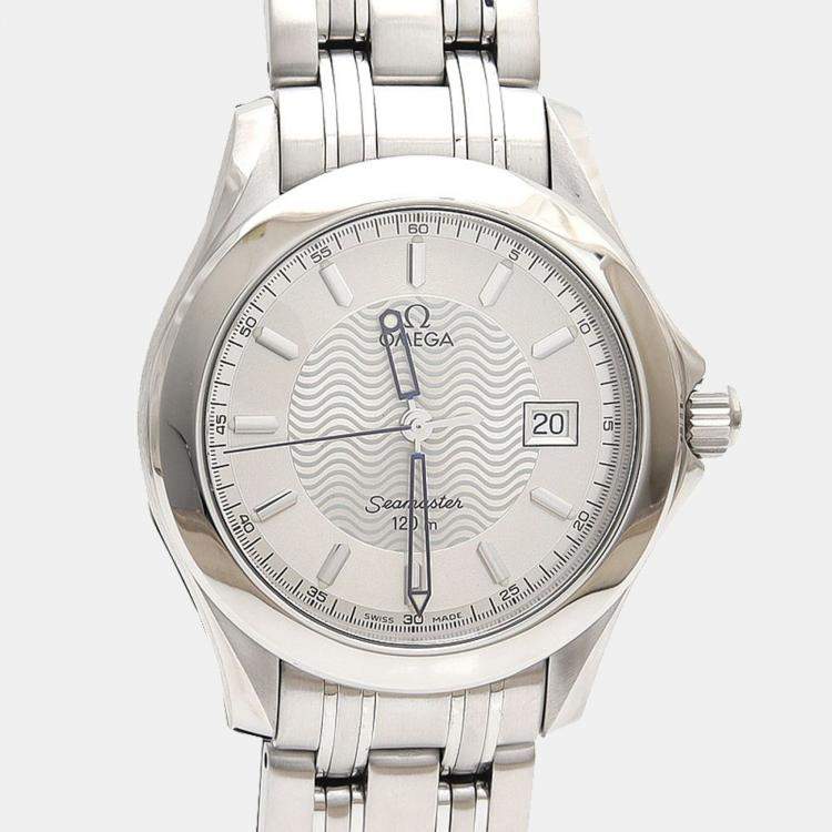 Pre Owned Omega Seamaster Quartz Stainless Steel Mens Wristwatch 36 mm