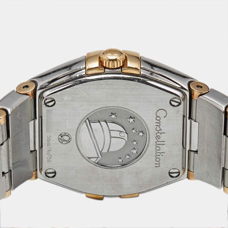 Pre Owned Omega Constellation 795.1002 Silver Dial 18K Yellow Gold Stainless Steel Women's Wristwatch 24 mm