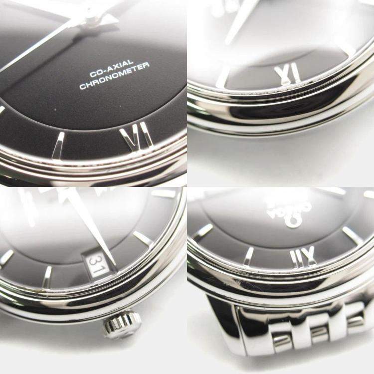 Pre Owned ساعة يد نسائية أوميغا دوفيل بريستيج 424.10.33.20.01.001 أوتوماتيك سوداء ستانلس ستيل 32.5 مم