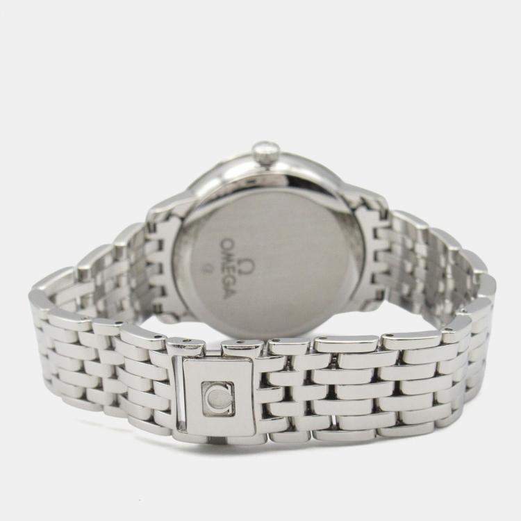 Pre Owned ساعة يد نسائية أوميغا دوفيل بريستيج 424.10.33.20.01.001 أوتوماتيك سوداء ستانلس ستيل 32.5 مم