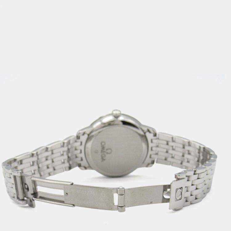 Pre Owned ساعة يد نسائية أوميغا دوفيل بريستيج 424.10.33.20.01.001 أوتوماتيك سوداء ستانلس ستيل 32.5 مم