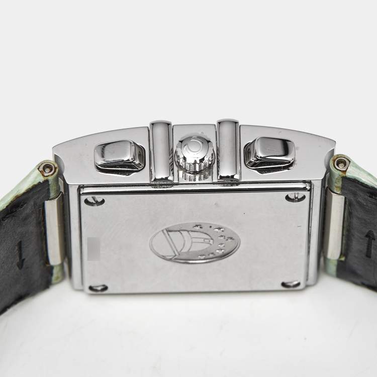 Pre Owned Omega Constellation 1847.74.41 Mother Of Pearl Diamond Stainless Steel Alligator Leather Women's Wristwatch 28 mm