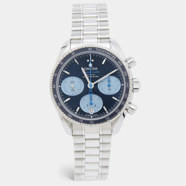 Pre Owned Omega Speedmaster Co-Axial Chronometre 324.30.38.50.03.002 Blue Dial Stainless Steel Unisex Wristwatch 38 mm