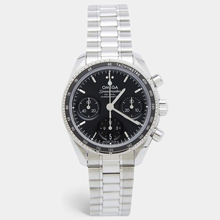 Pre Owned Omega Speedmaster Co-Axial Chronometre 324.30.38.50.01.001 Black Dial Stainless Steel Unisex Wristwatch 38 mm
