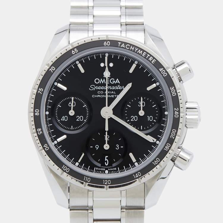 Pre Owned Omega Speedmaster Co-Axial Chronometre 324.30.38.50.01.001 Black Dial Stainless Steel Unisex Wristwatch 38 mm