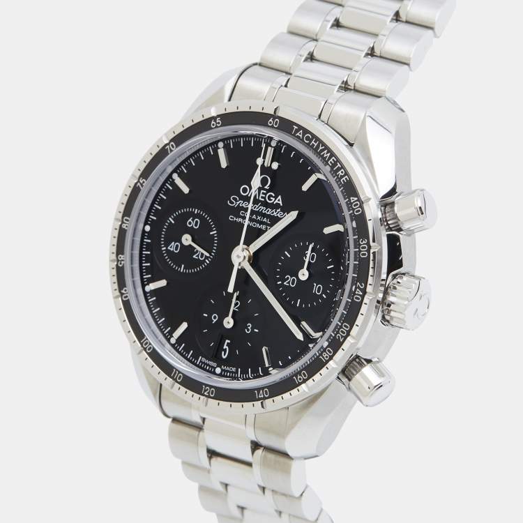 Pre Owned Omega Speedmaster Co-Axial Chronometre 324.30.38.50.01.001 Black Dial Stainless Steel Unisex Wristwatch 38 mm