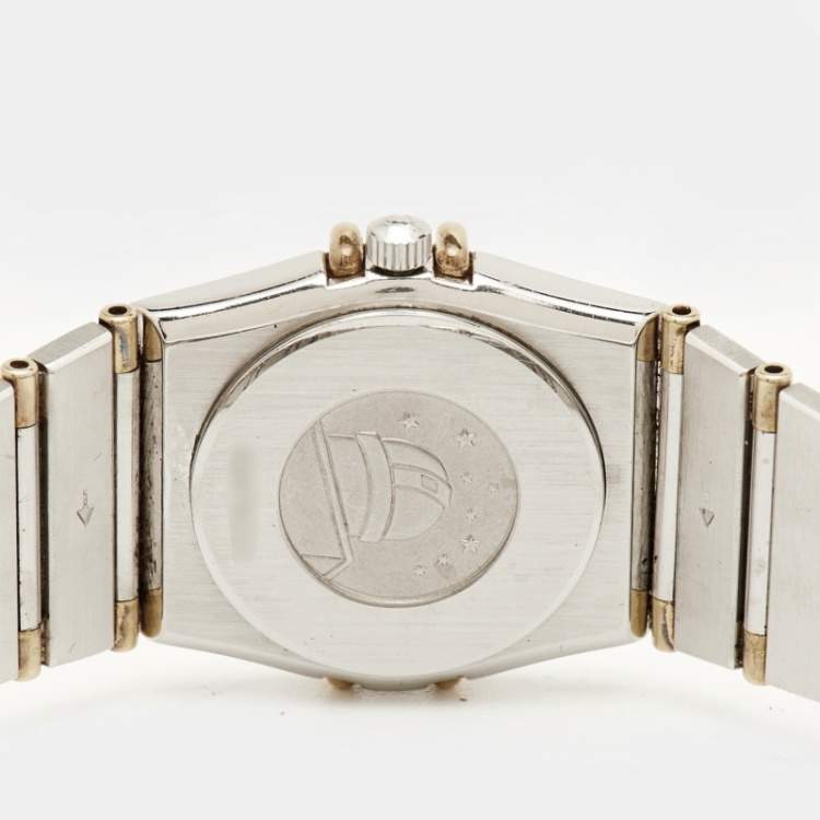Pre Owned Omega Vintage Constellation 795.1080 Champagne Dial 18K Yellow Gold Stainless Steel Women's Wristwatch 22.50 mm