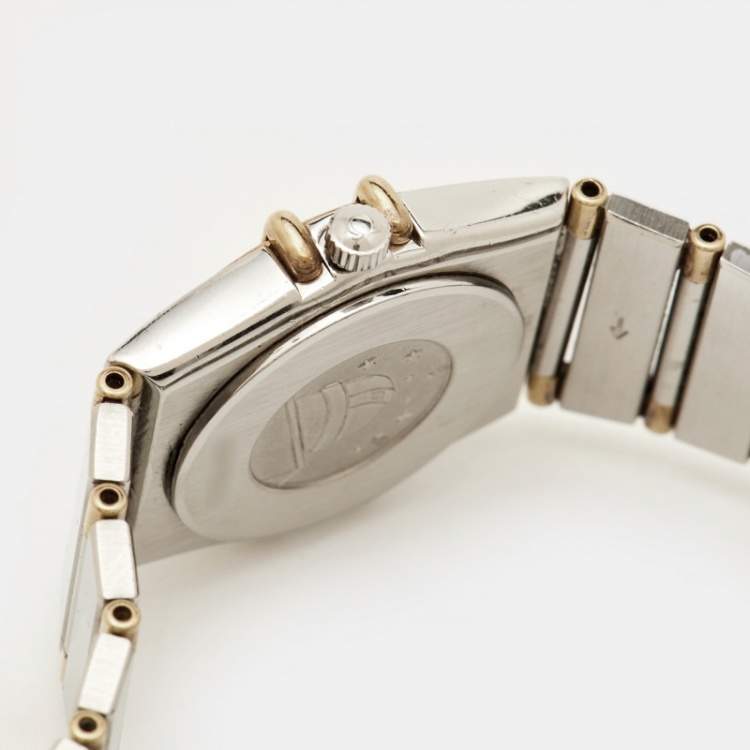 Pre Owned Omega Vintage Constellation 795.1080 Champagne Dial 18K Yellow Gold Stainless Steel Women's Wristwatch 22.50 mm