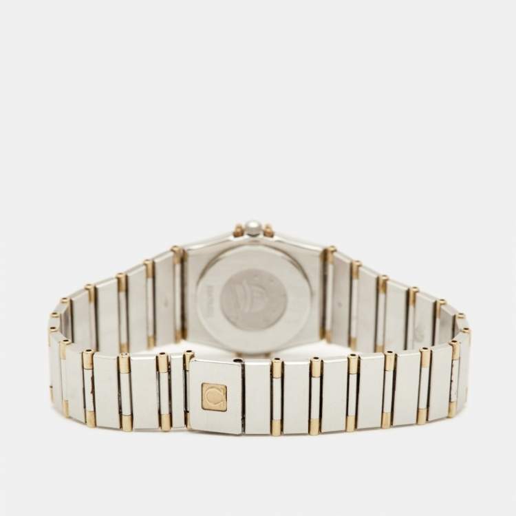 Pre Owned Omega Vintage Constellation 795.1080 Champagne Dial 18K Yellow Gold Stainless Steel Women's Wristwatch 22.50 mm