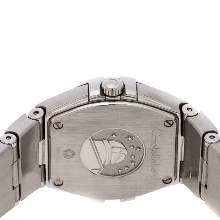 Pre Owned Omega Black Stainless Steel Diamonds Constellation 123.15.24.60.51.002 Women's Wristwatch 24 mm