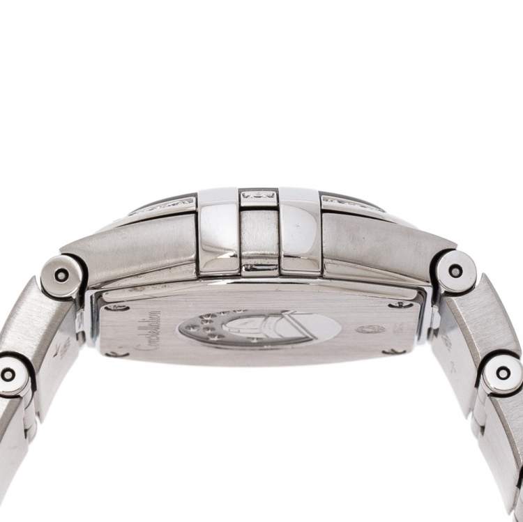 Pre Owned Omega Black Stainless Steel Diamonds Constellation 123.15.24.60.51.002 Women's Wristwatch 24 mm