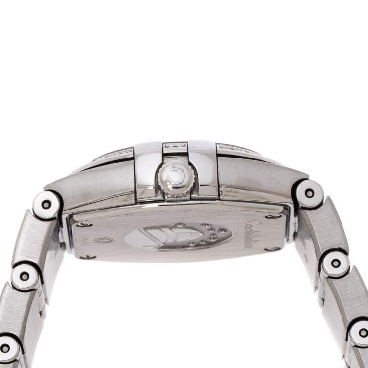 Pre Owned Omega Black Stainless Steel Diamonds Constellation 123.15.24.60.51.002 Women's Wristwatch 24 mm