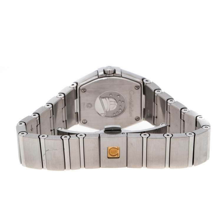 Pre Owned Omega Black Stainless Steel Diamonds Constellation 123.15.24.60.51.002 Women's Wristwatch 24 mm