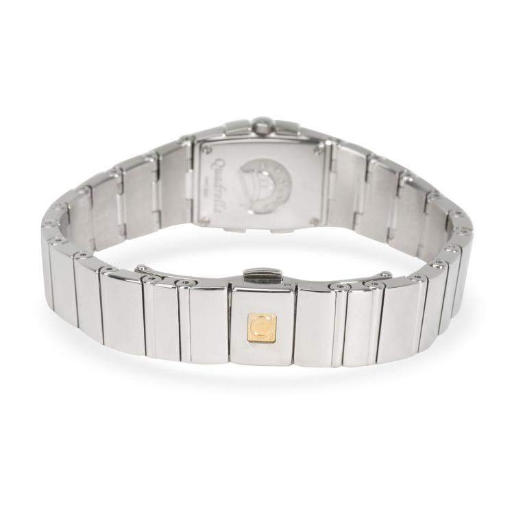 Pre Owned Omega White Stainless Steel Sapphire Quadrella 1584.79.00 Women's Wristwatch 19MM