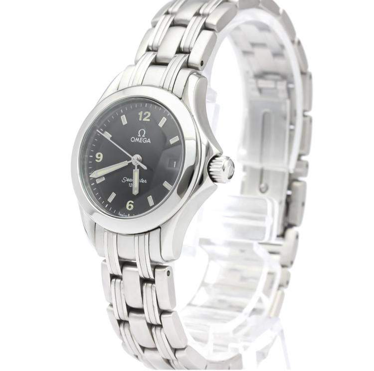 Pre Owned Omega Black Stainless Steel Seamaster 120M 2581.53 Women's Wristwatch 26MM