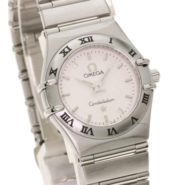Pre Owned Omega White Stainless Steel Mini Constellation 1562.3 Women's Wristwatch 23 MM