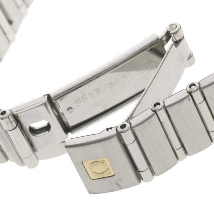 Pre Owned Omega Pink Stainless Steel Diamond Cindy Crawford Constellation 1564.65 Women's Wristwatch 23.5 mm