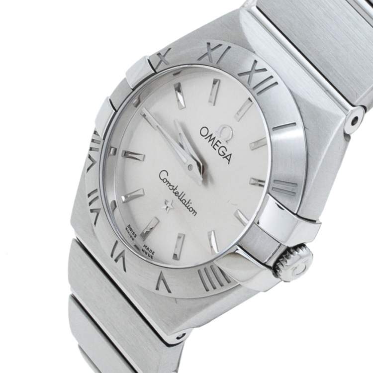 Pre Owned Omega Silver Stainless Steel Constellation 123.10.24.60.02.001 Women's Wristwatch 24 mm