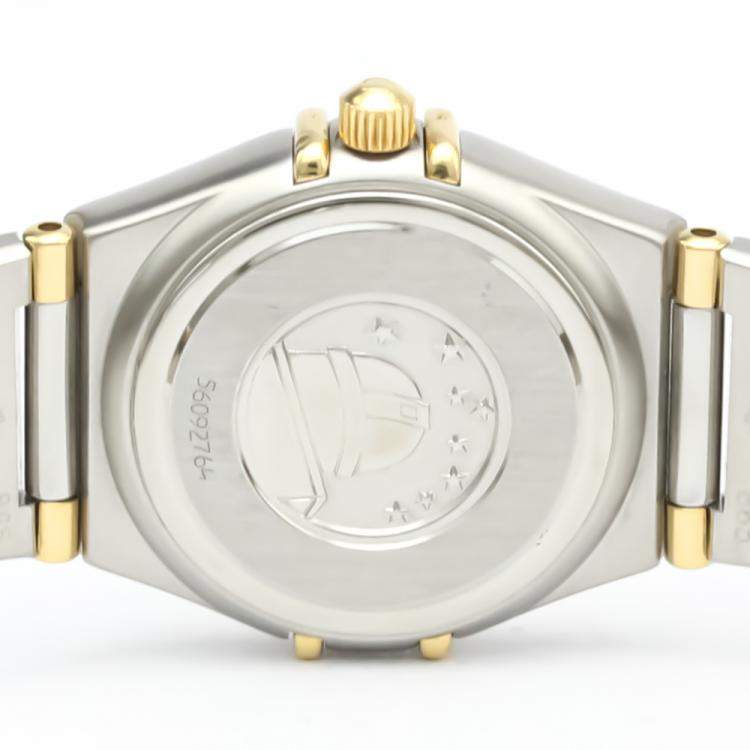 Pre Owned Omega Champagne Diamonds 18K Yellow Gold And Stainless Steel Constellation 1367.10 Women's Wristwatch 22 MM
