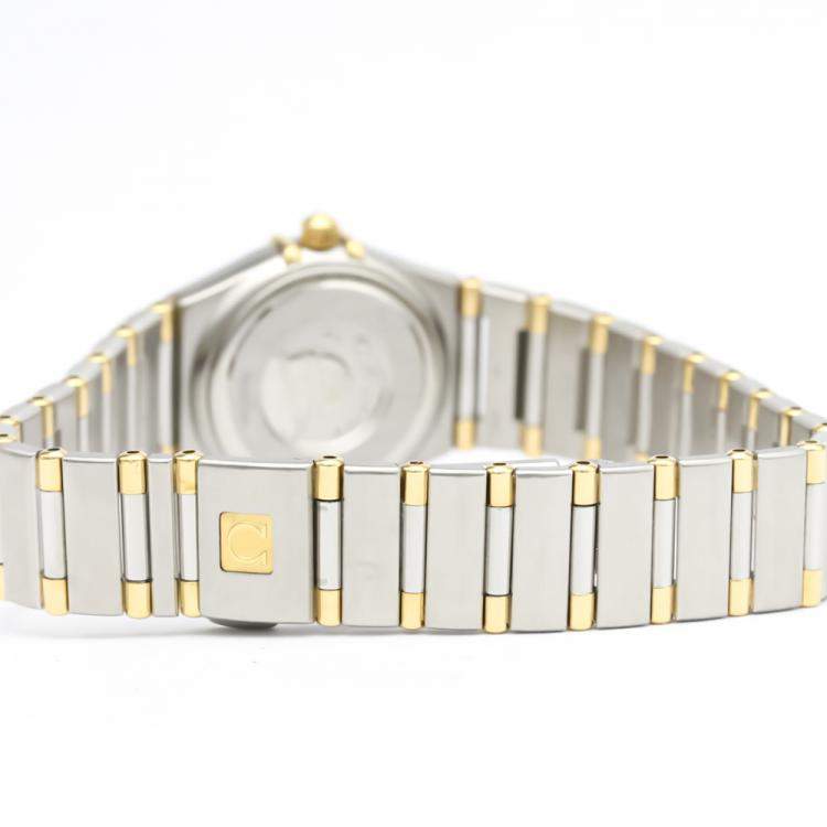 Pre Owned Omega Champagne Diamonds 18K Yellow Gold And Stainless Steel Constellation 1367.10 Women's Wristwatch 22 MM
