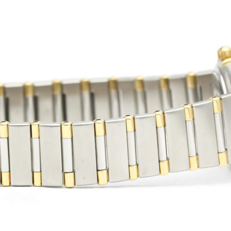 Pre Owned Omega Champagne Diamonds 18K Yellow Gold And Stainless Steel Constellation 1367.10 Women's Wristwatch 22 MM
