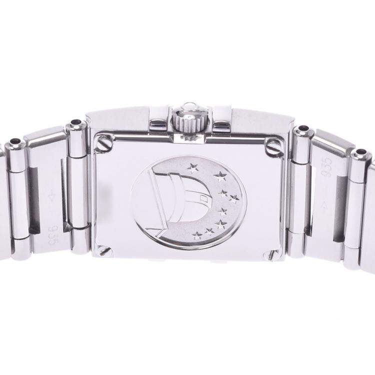 Pre Owned Omega Pink MOP Stainless Steel Constellation Quadro 1531.73 Women's Wristwatch 15 x 20 MM 