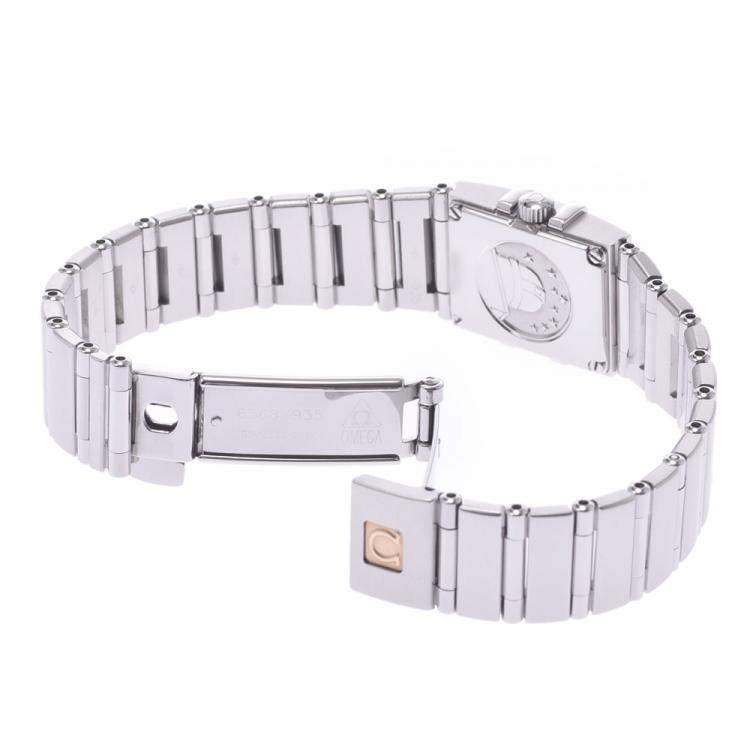 Pre Owned Omega Pink MOP Stainless Steel Constellation Quadro 1531.73 Women's Wristwatch 15 x 20 MM 