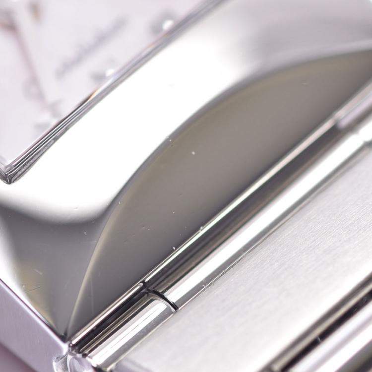 Pre Owned Omega Pink MOP Stainless Steel Constellation Quadro 1531.73 Women's Wristwatch 15 x 20 MM 