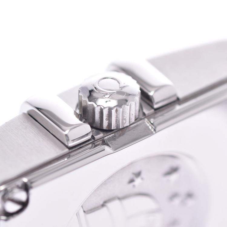 Pre Owned Omega Pink MOP Stainless Steel Constellation Quadro 1531.73 Women's Wristwatch 15 x 20 MM 