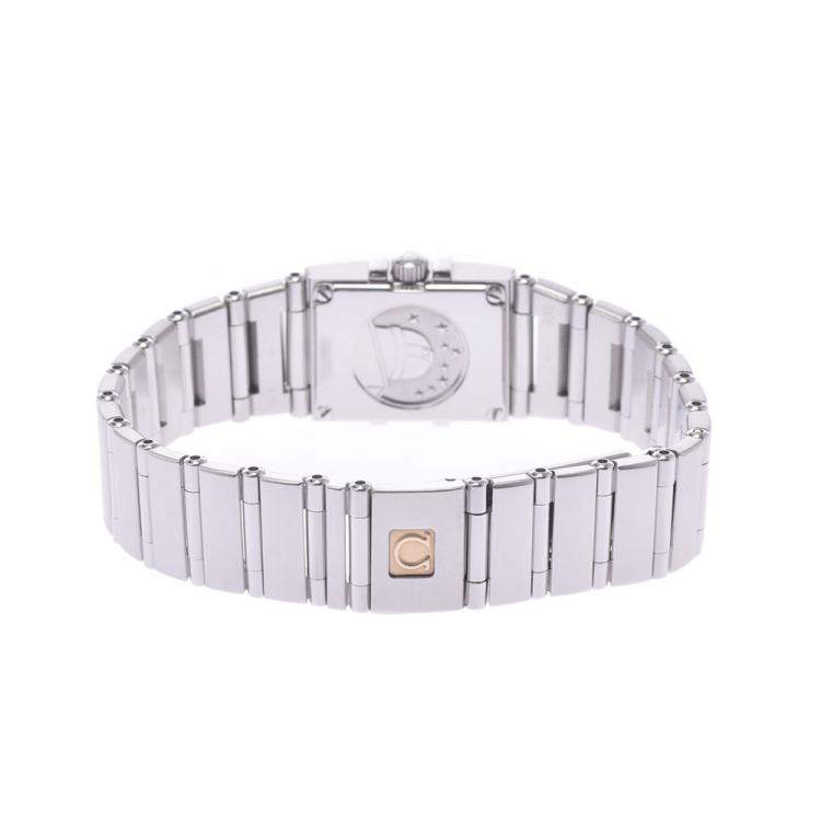 Pre Owned Omega Pink MOP Stainless Steel Constellation Quadro 1531.73 Women's Wristwatch 15 x 20 MM 
