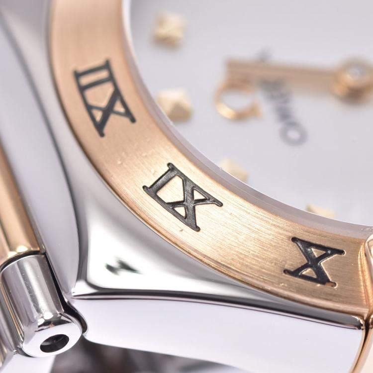 Pre Owned Omega MOP 18K Yellow Gold And Stainless Steel Constellation Quartz Women's Wristwatch 22 MM