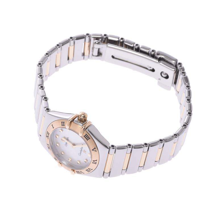 Pre Owned Omega MOP 18K Yellow Gold And Stainless Steel Constellation Quartz Women's Wristwatch 22 MM