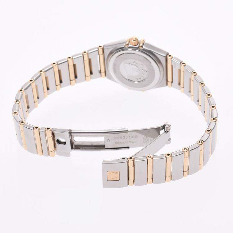 Pre Owned Omega White 18K Yellow Gold And Stainless Steel Constellation 1262.70 Women's Wristwatch 21 MM
