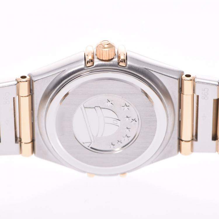 Pre Owned Omega White 18K Yellow Gold And Stainless Steel Constellation 1262.70 Women's Wristwatch 21 MM