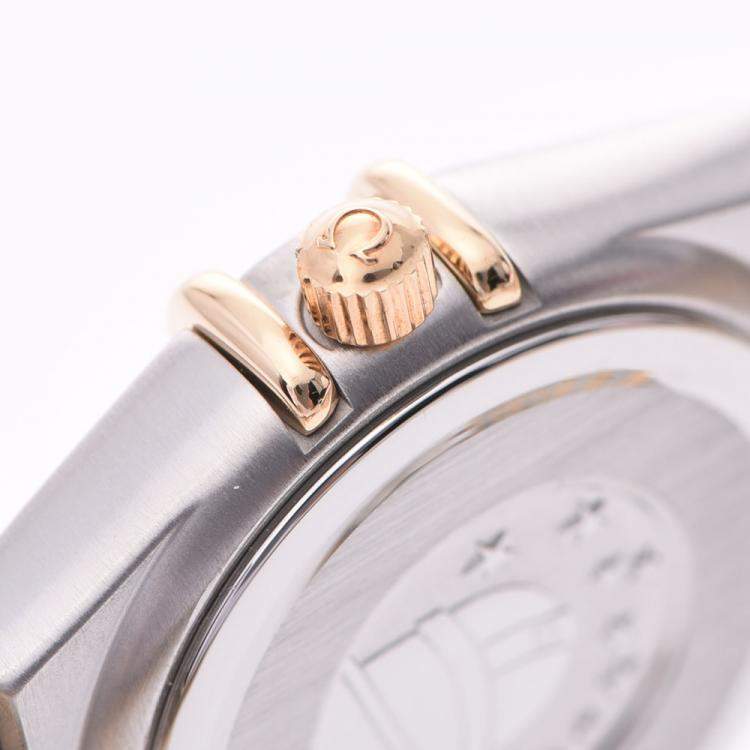Pre Owned Omega White 18K Yellow Gold And Stainless Steel Constellation 1262.70 Women's Wristwatch 21 MM