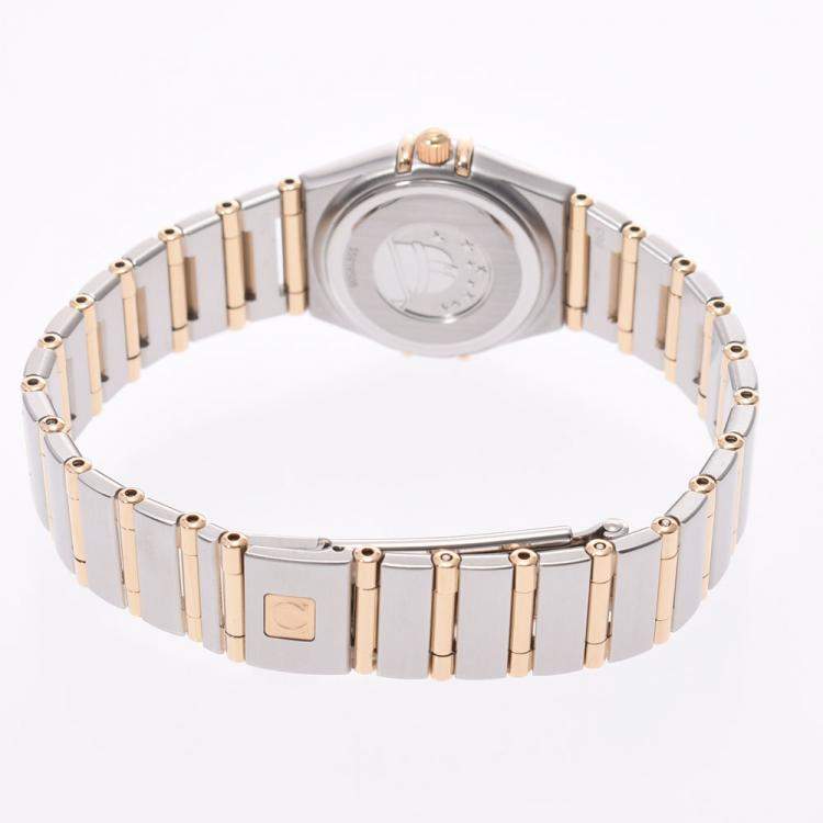 Pre Owned Omega White 18K Yellow Gold And Stainless Steel Constellation 1262.70 Women's Wristwatch 21 MM
