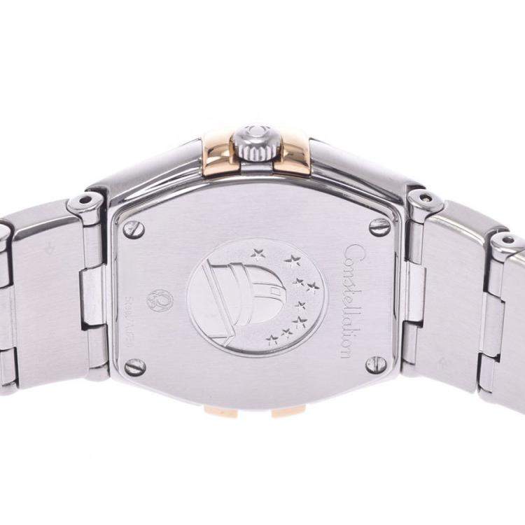 Pre Owned Omega MOP Diamonds 18k Yellow Gold And Stainless Steel Constellation 123.20.24.60.55.006 Women's Wristwatch 24 MM