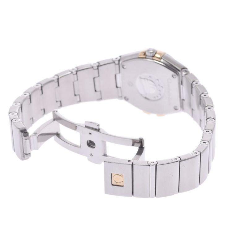 Pre Owned Omega MOP Diamonds 18k Yellow Gold And Stainless Steel Constellation 123.20.24.60.55.006 Women's Wristwatch 24 MM