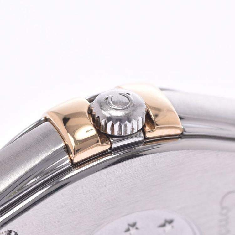 Pre Owned Omega MOP Diamonds 18k Yellow Gold And Stainless Steel Constellation 123.20.24.60.55.006 Women's Wristwatch 24 MM