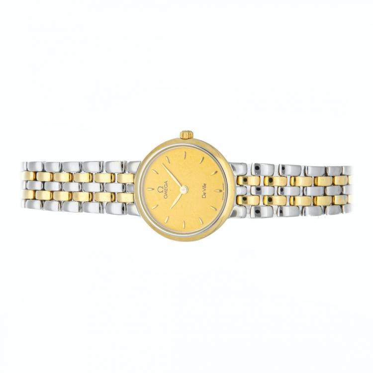 Pre Owned Omega Champagne Gold Tone Stainless Steel De Ville Classic 7260.11.00 Women's Wristwatch 23.5 MM